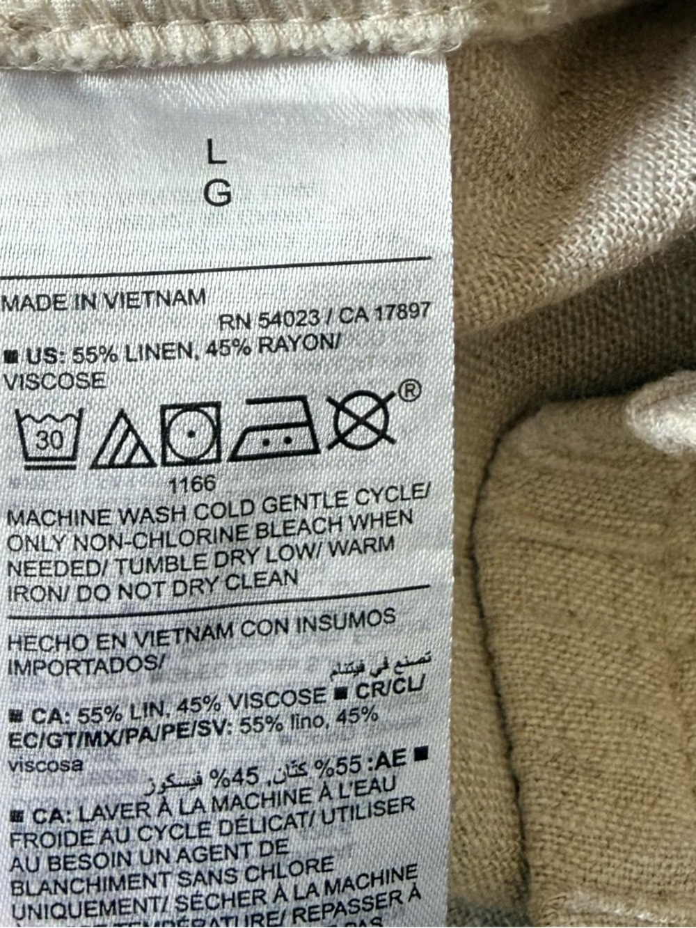 Old Navy Natural Linen Blend Elastic Waist Straight Leg Pants Size Large - Picture 7 of 8